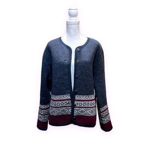 TALLY-HO FAIR ISLE NORDIC WINTER CARDIGAN SWEATER JACKET BOILED WOOL PLUS SIZE X